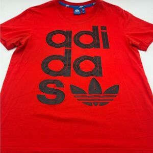 Adidas Reverse Front T-shirt Logo Wrap Red Mens Large 20Wx27L